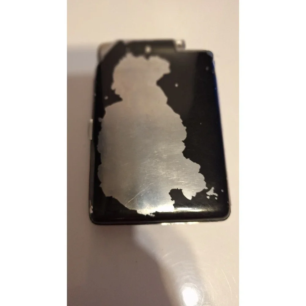 VINTAGE ART DECO CIGARETTE CASE LIGHTER MARATHON CHROME ENAMEL 1930S